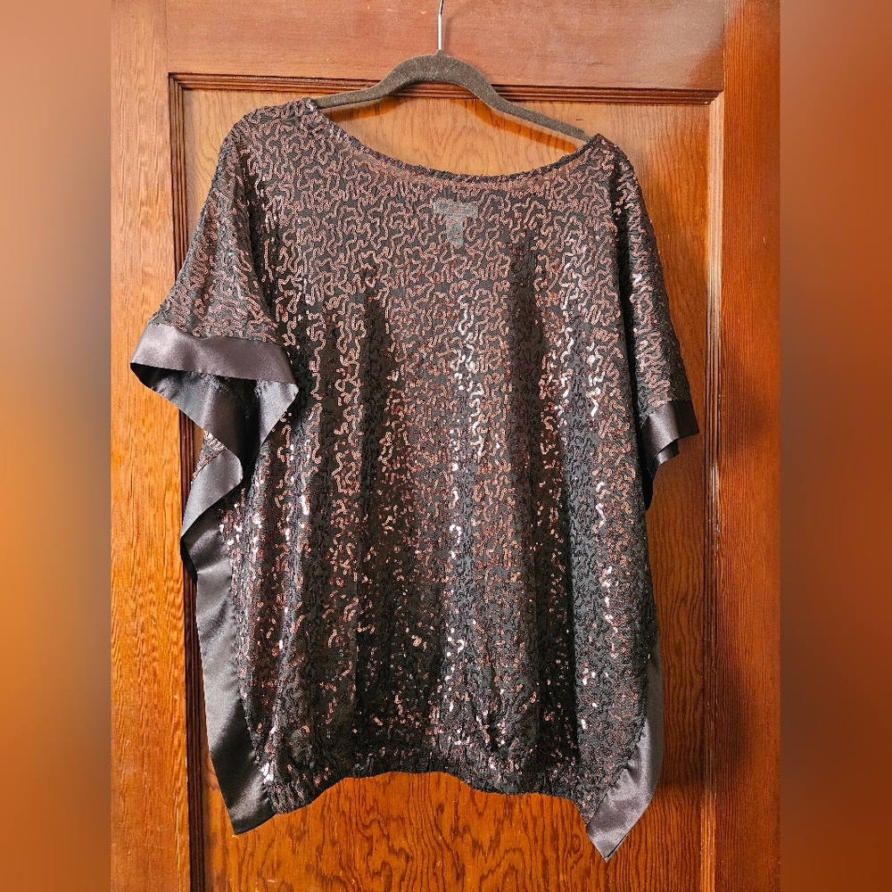 Chico's Sheer Brown Sequin Cover-up No Size